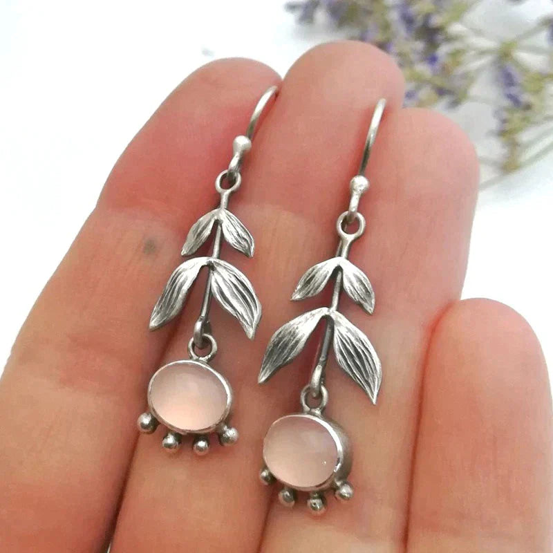 Boucles d'oreilles pendantes Boho Quartz en argent