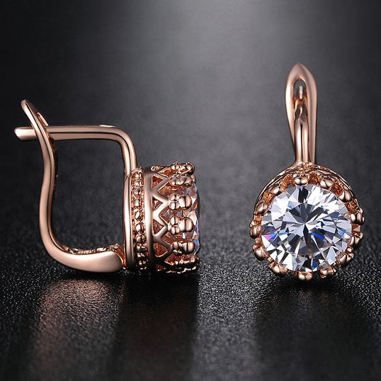 Pendientes vintage de rosa con circonitas