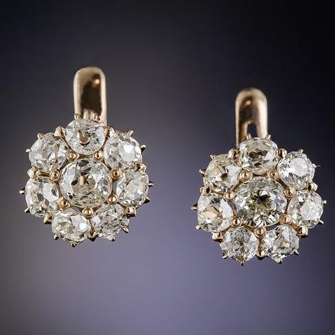 Pendientes vintage de cristal redondeado