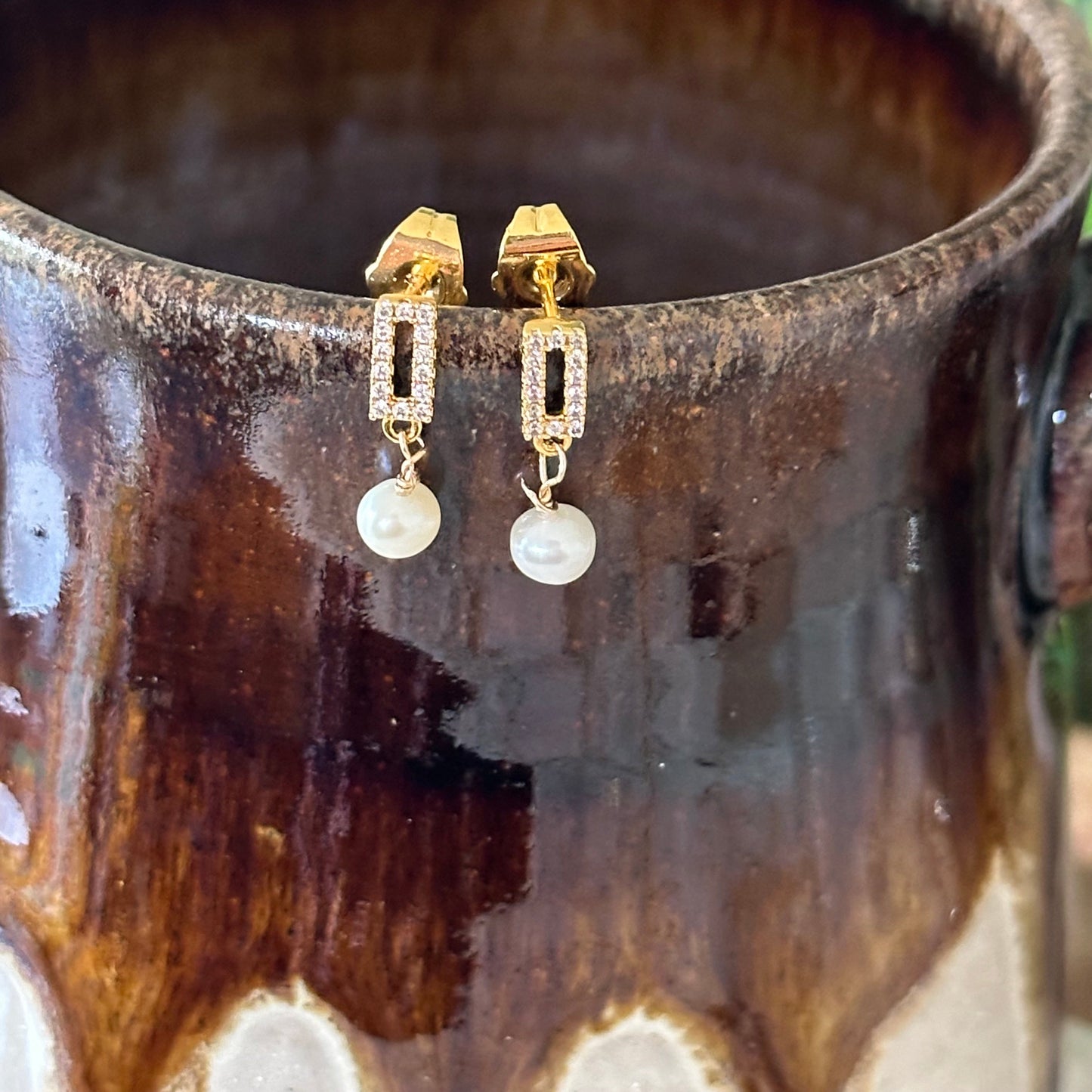 Pendientes de perlas rectangulares Jena