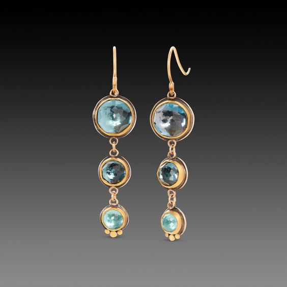 Pendientes colgantes vintage de cristal azul