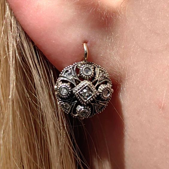 Pendientes redondos de mandala de cristal vintage