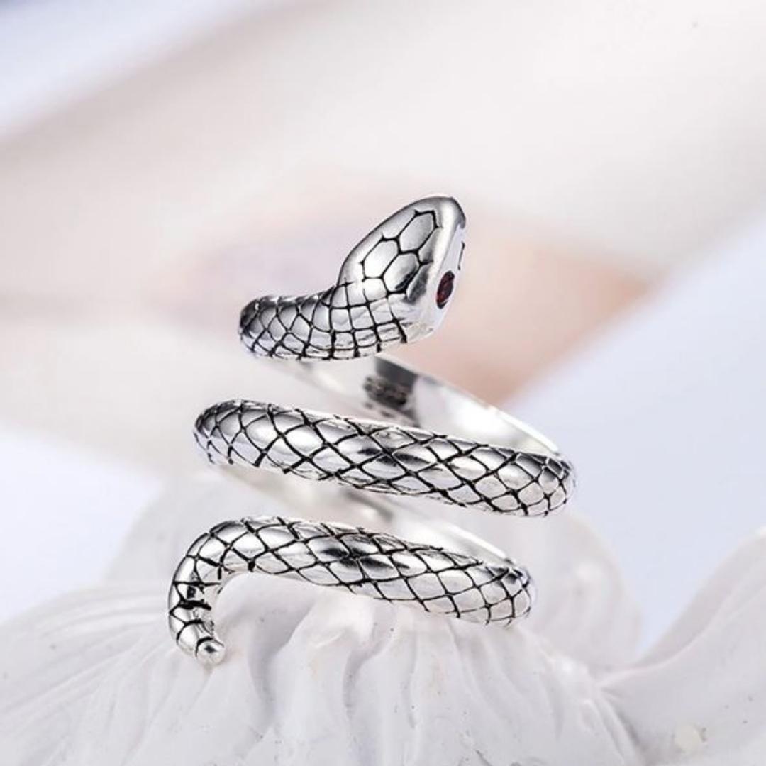 Bague serpent ajustable en argent