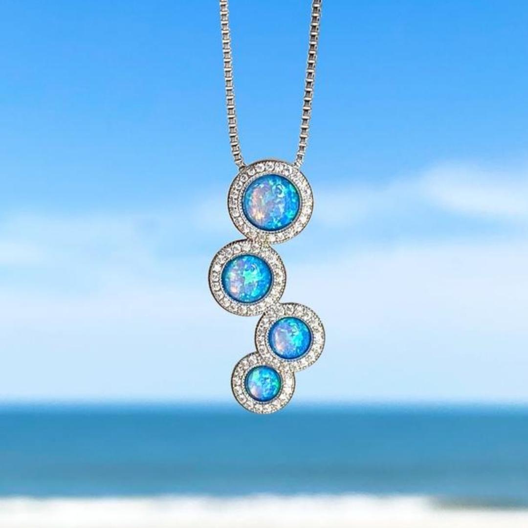 Collar de circonitas y ópalo en plata