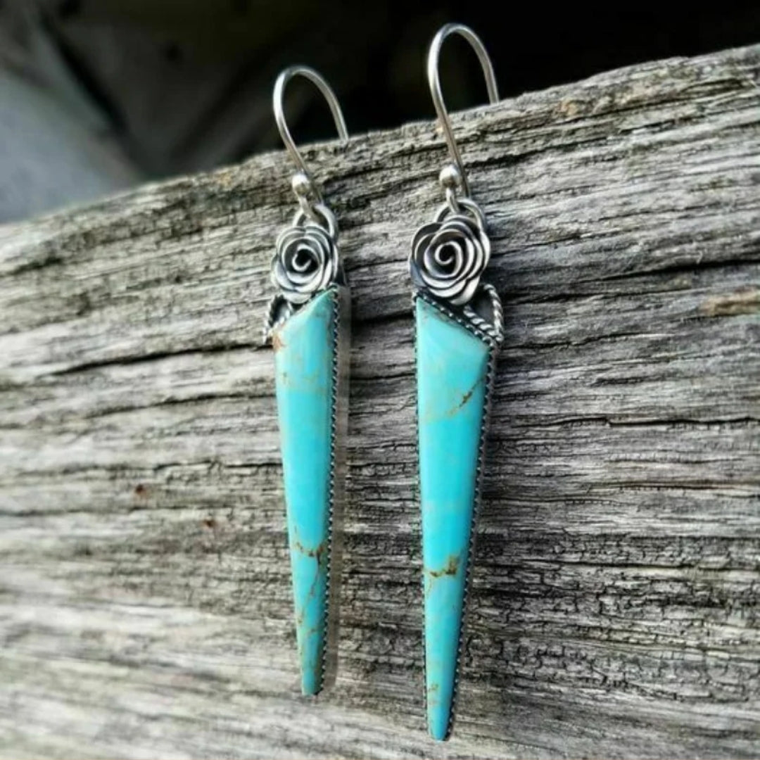 Boucles d'oreilles pendantes vintage en turquoise