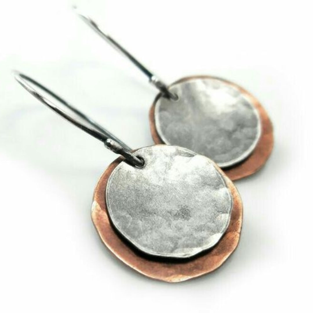Boucles d'oreilles vintage plaquées argent et bronze