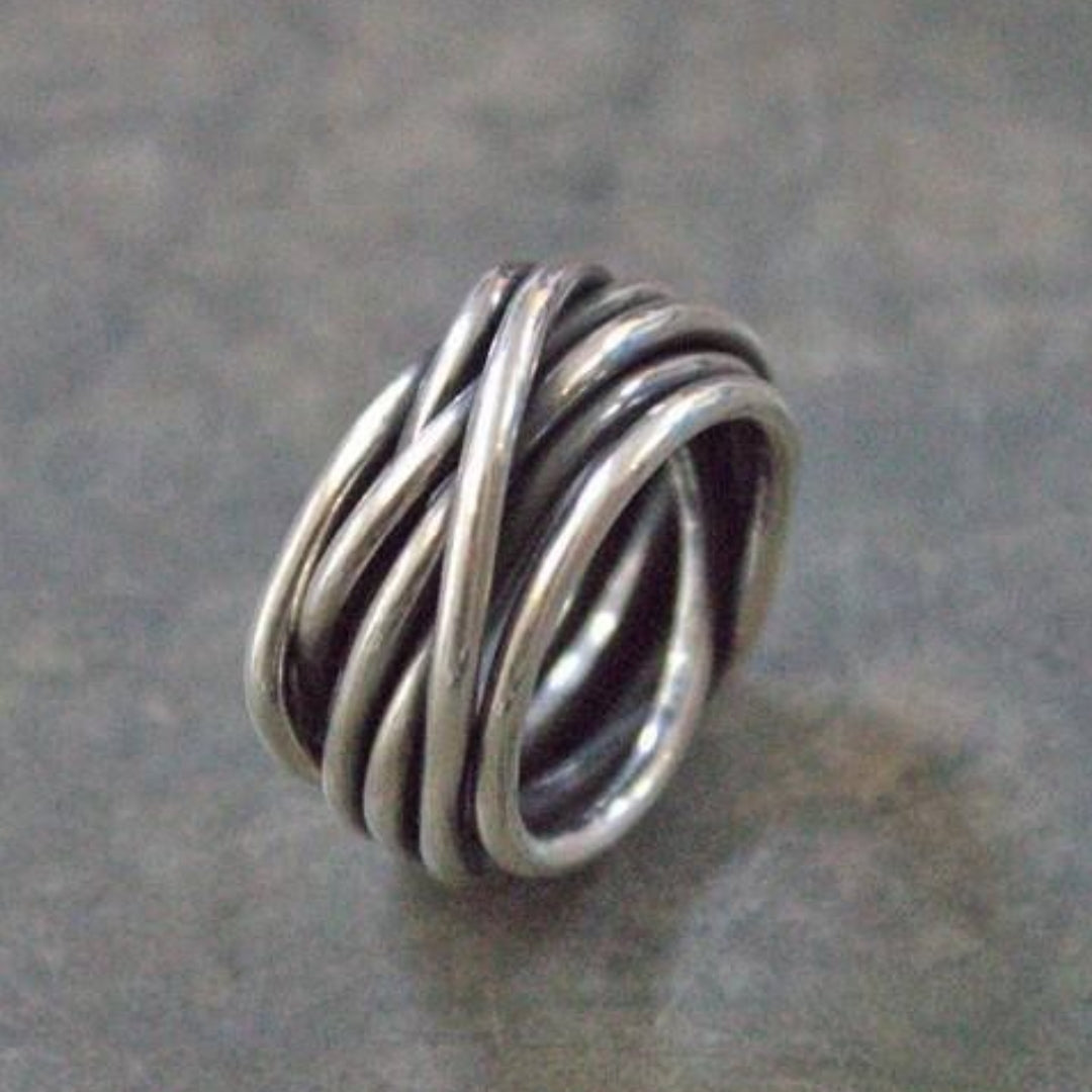 Bague vintage à plusieurs rangs plaquée argent
