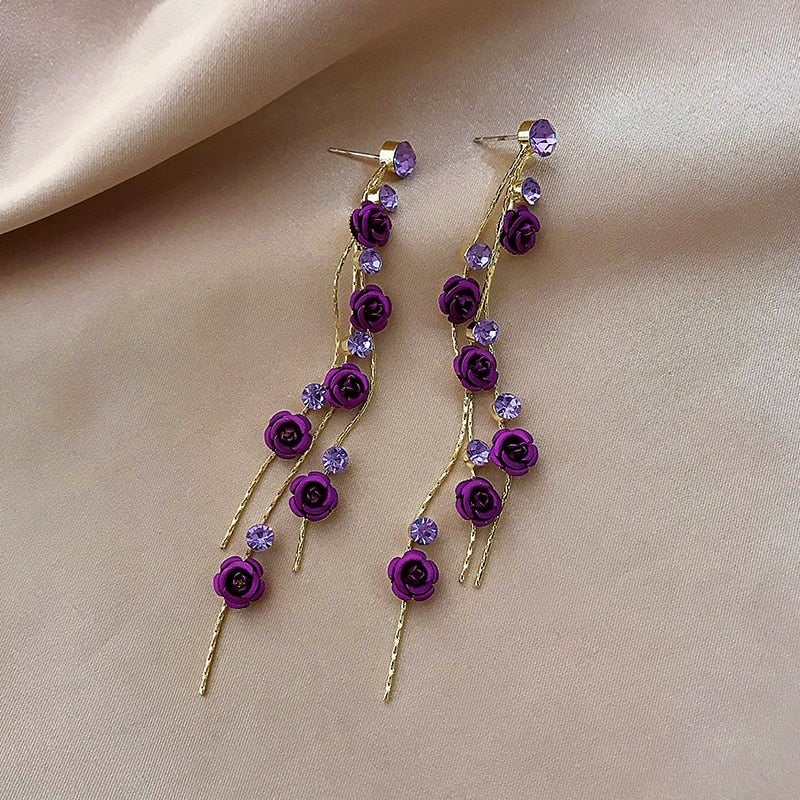 Boucles d'oreilles cascade de roses