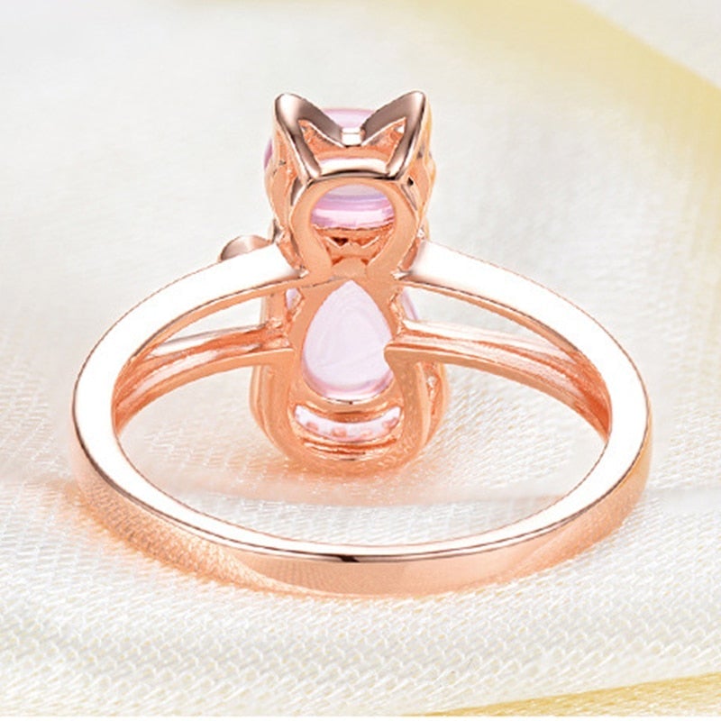 Anillo de gato en oro rosa