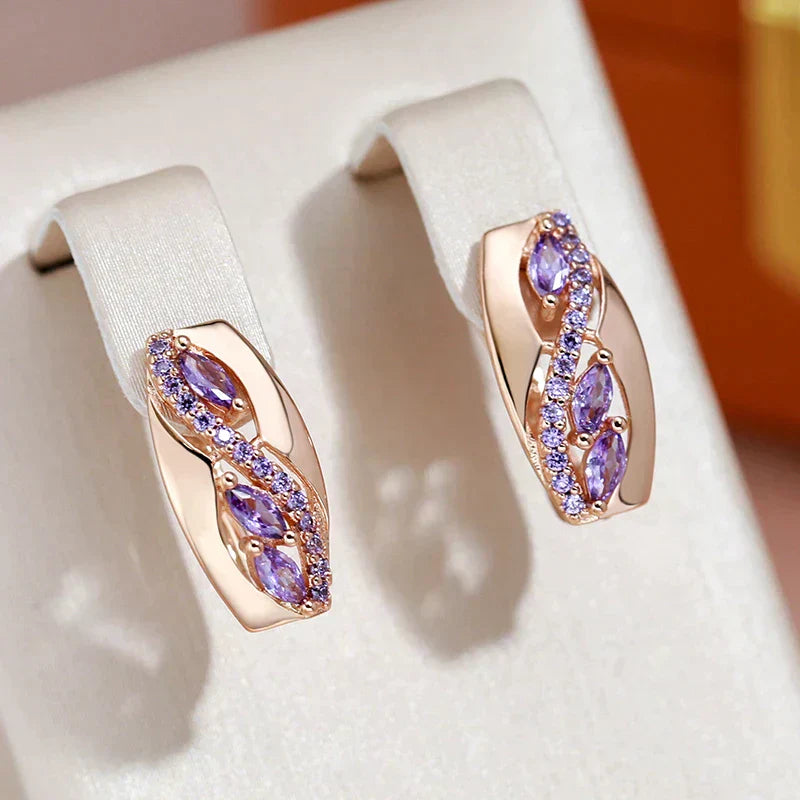 Boucles d'oreilles élégantes ornées de zircones violettes
