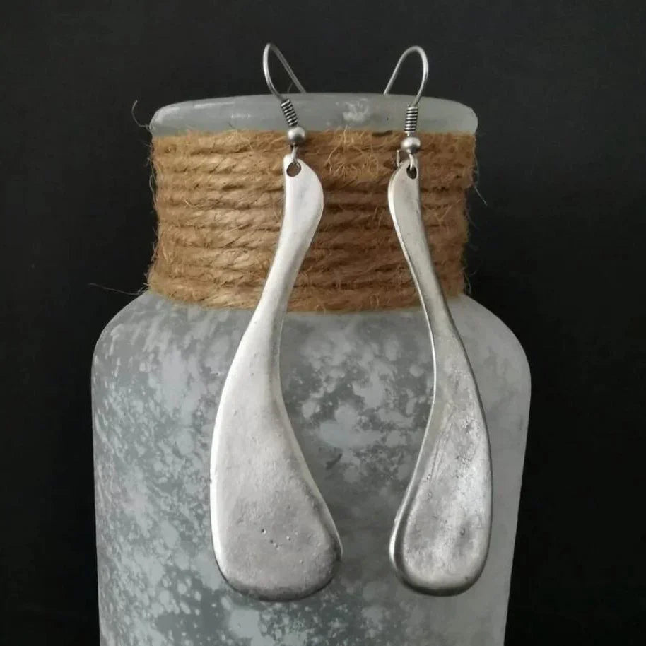 Boucles d'oreilles vintage en argent de forme irrégulière
