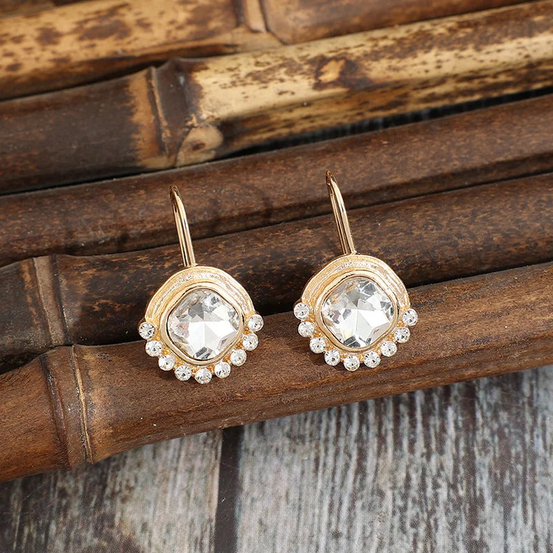 Pendientes vintage de cristal dorado brillante