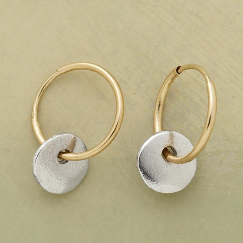 Pendientes de plata con aros dorados