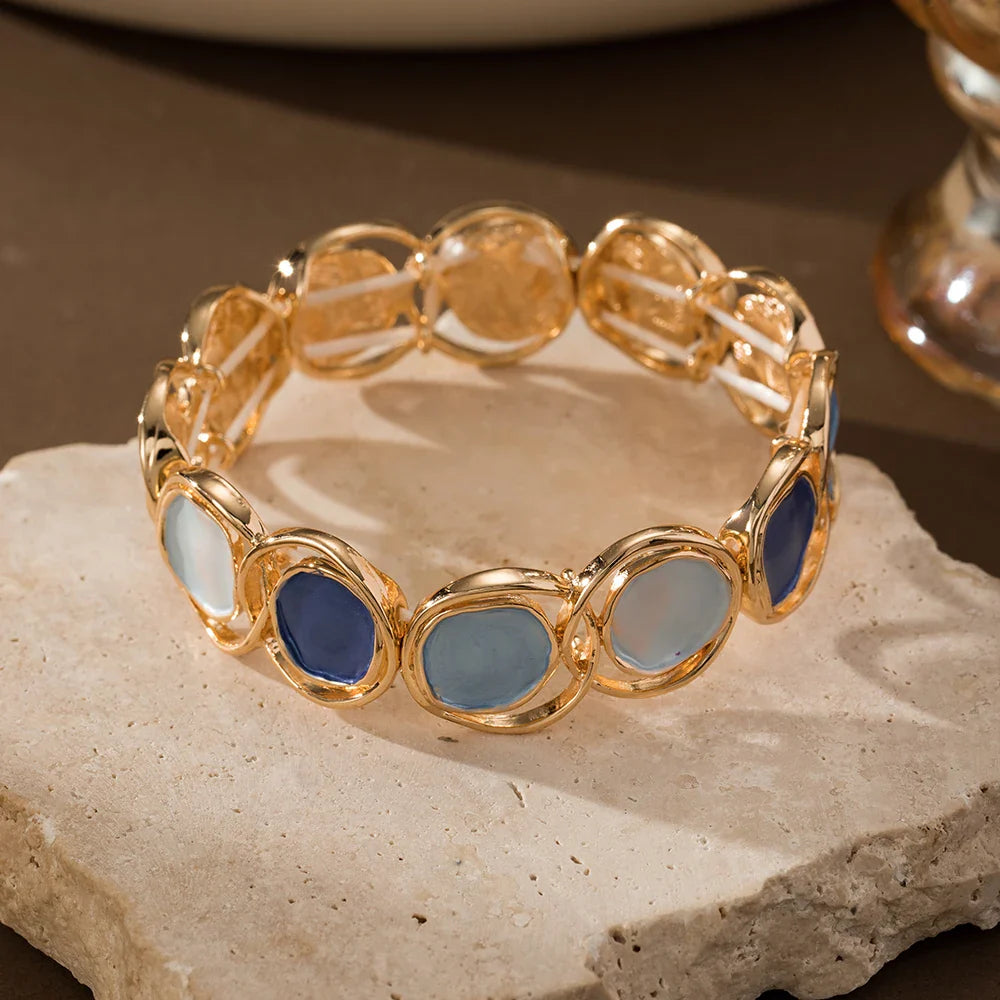 Pulsera vintage de mármol azul y oro