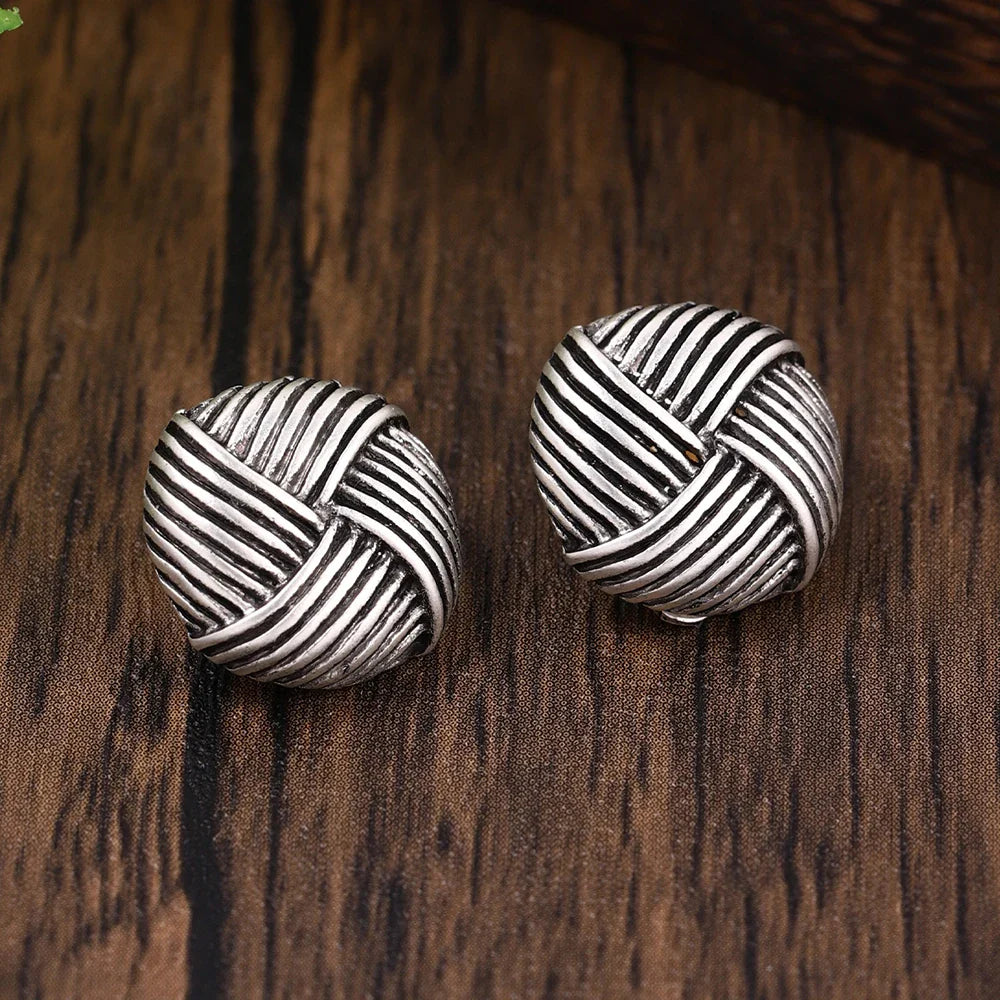 Pendientes vintage de nudo tejido de plata