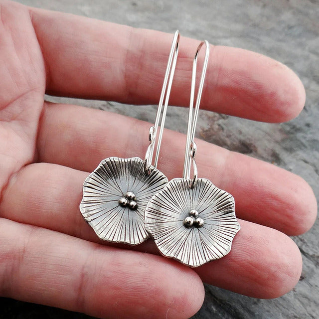 Boucles d'oreilles en argent en forme de feuille