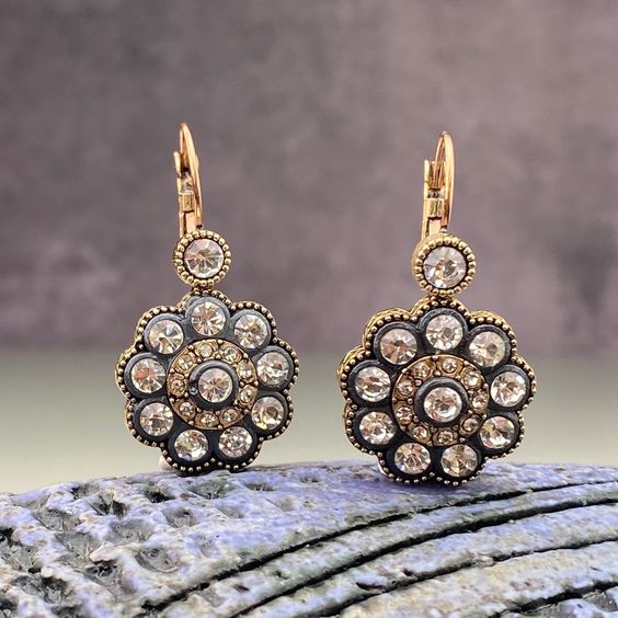 Boucles d'oreilles vintage mandala en cristal doré