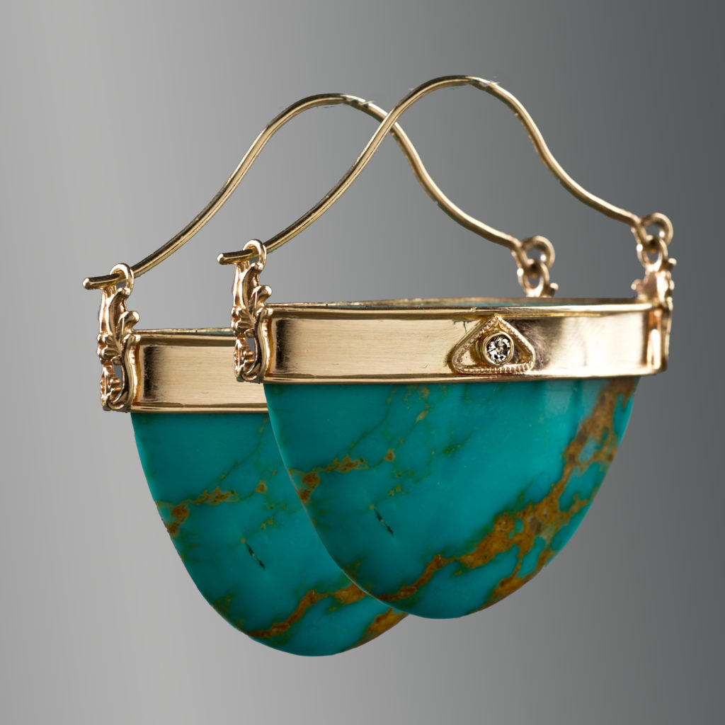 Boucles d'oreilles vintage en or et opale à crête