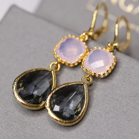 Boucles d'oreilles en cristal noir