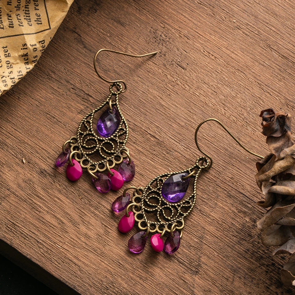 Boucles d'oreilles vintage mandala violettes