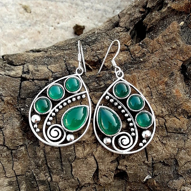 Pendientes colgantes vintage de cristales verdes