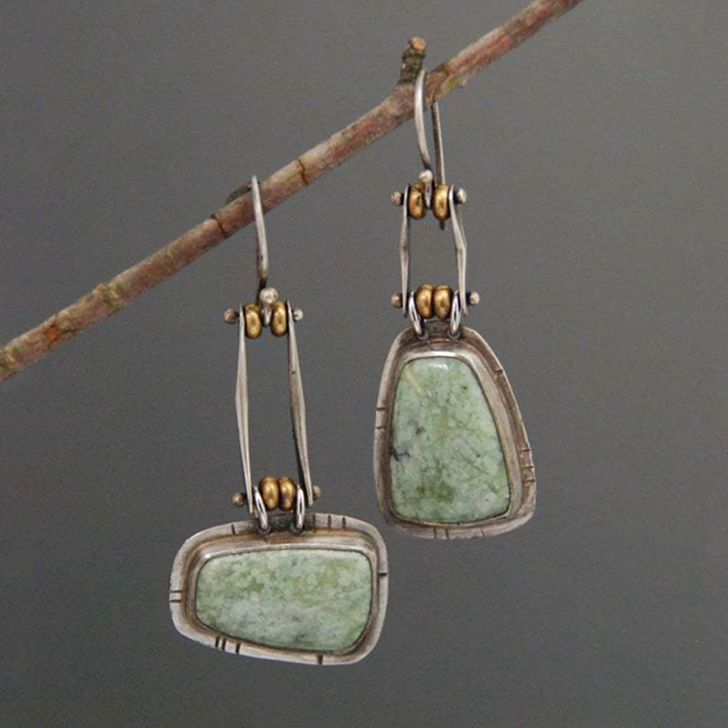 Pendientes vintage de plata verdosa