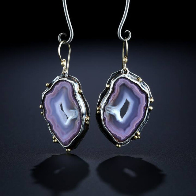 Pendientes vintage de piedra exótica