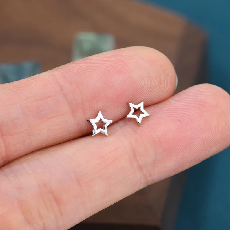 Pendientes de plata con estrella vintage