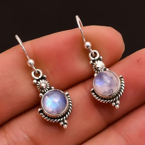Boucles d'oreilles vintage en pierre de lune brillante