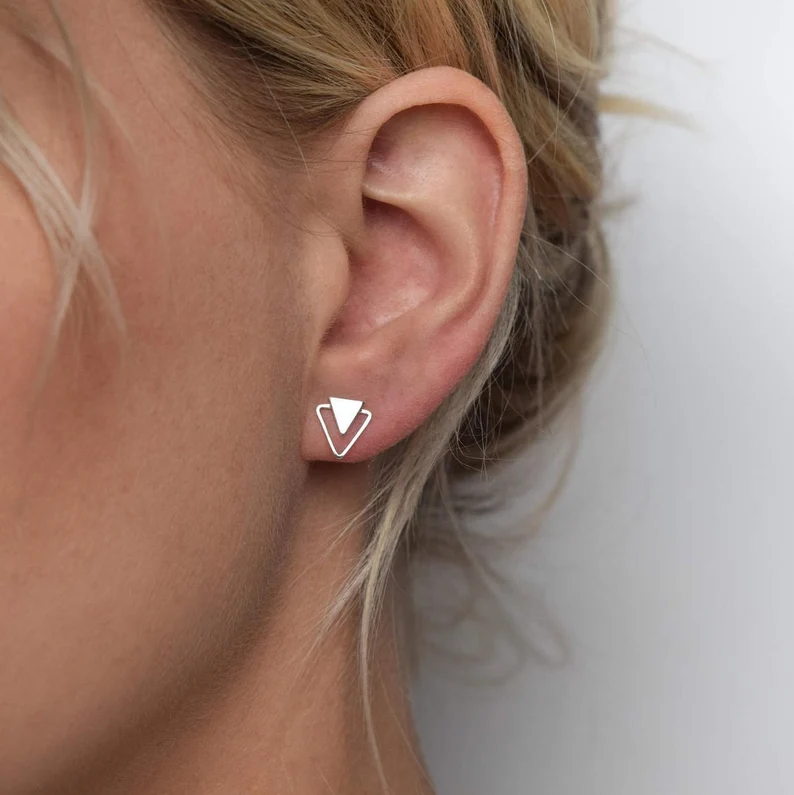 Pendientes triangulares vintage de plata