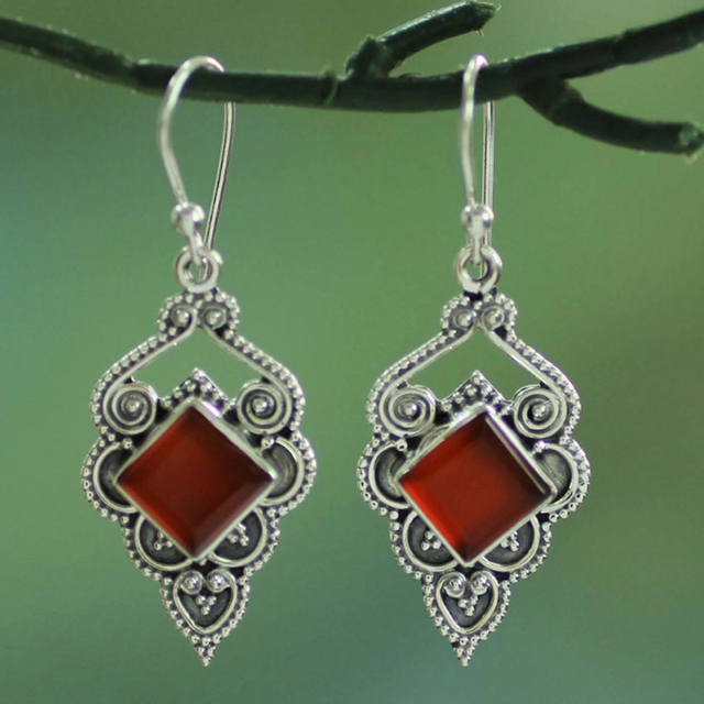 Pendientes de cristal cuadrados vintage