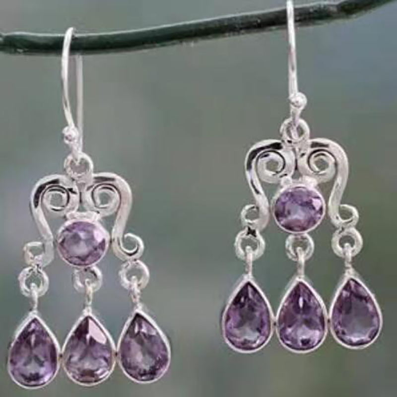 Pendientes vintage de lluvia morada