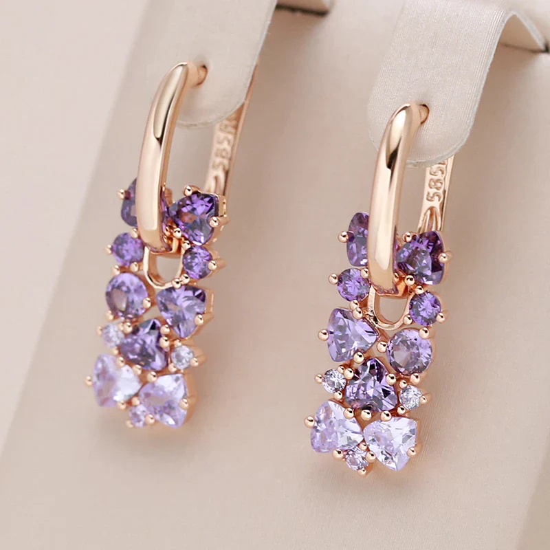 Elegantes pendientes de circonita morada