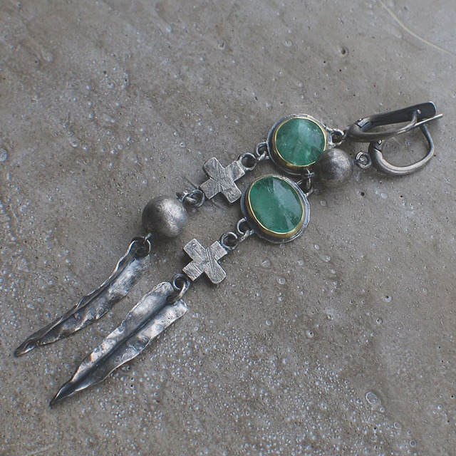 Pendientes de plata con cruz vintage