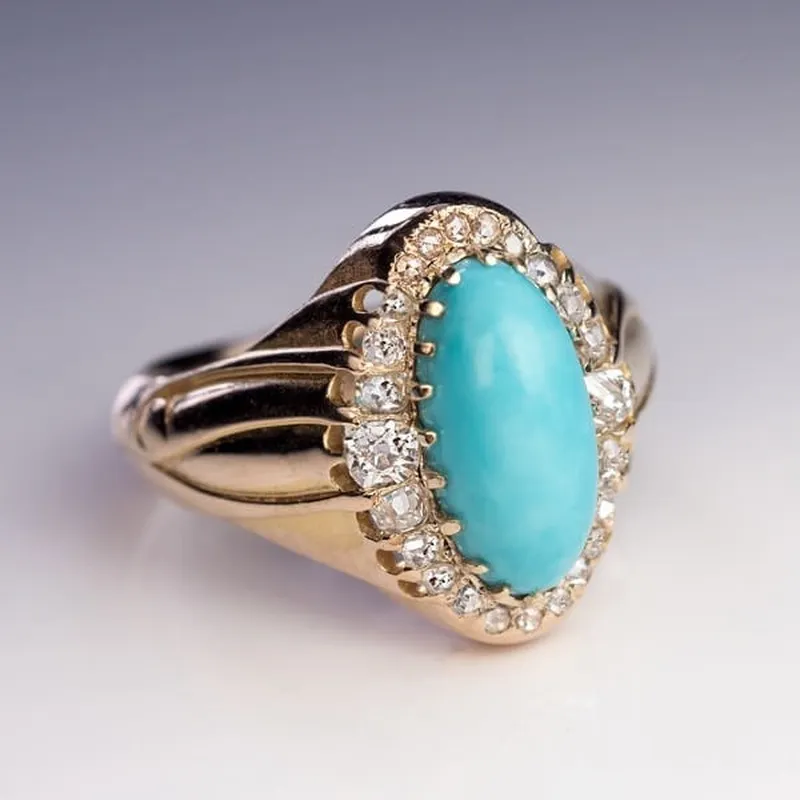 Bague vintage en opale bleue