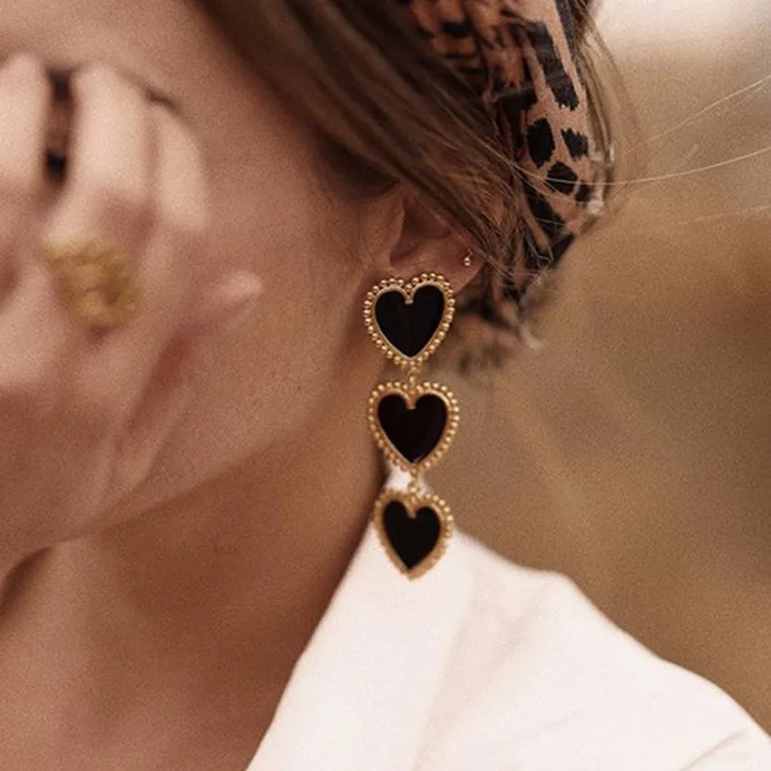 Pendientes colgantes de corazón vintage