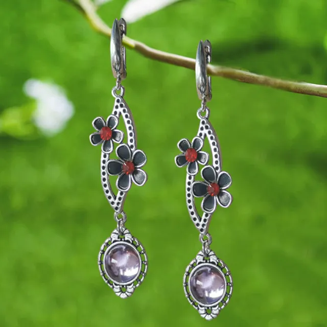 Pendientes vintage de flores de cristal