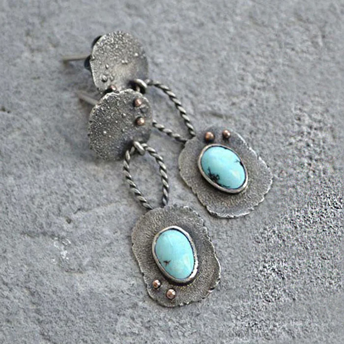 Pendientes vintage de piedra celeste