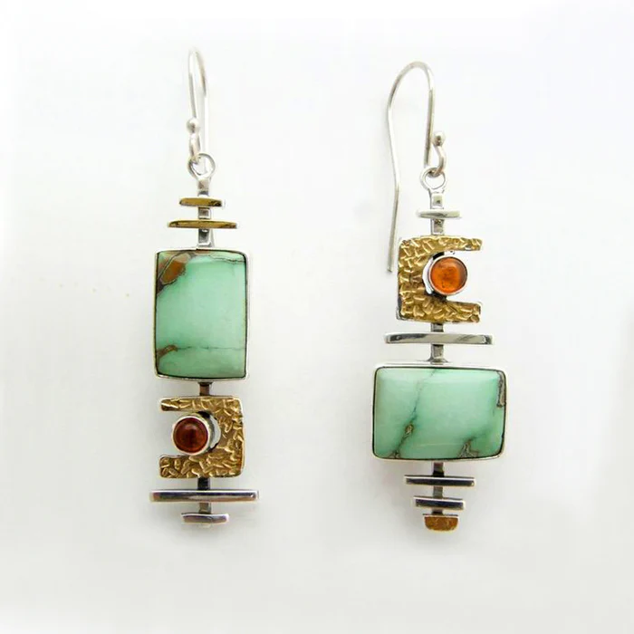 Pendientes vintage de piedra verde antigua