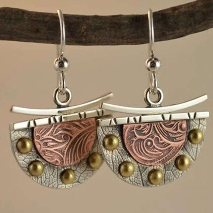 Pendientes vintage de bronce con cuentas doradas