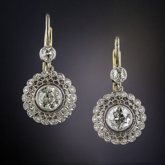 Pendientes vintage de circonita con mandala
