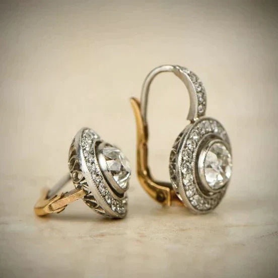 Boucles d'oreilles vintage en argent avec zirconias