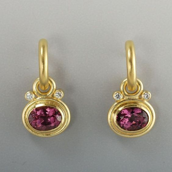 Boucles d'oreilles vintage en grenat et zircon doré
