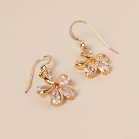 Elegantes pendientes de margaritas de cristal blanco