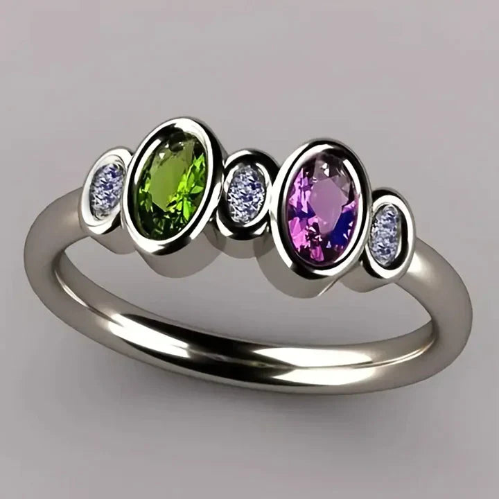 Bague vintage incrustée d'olive violette