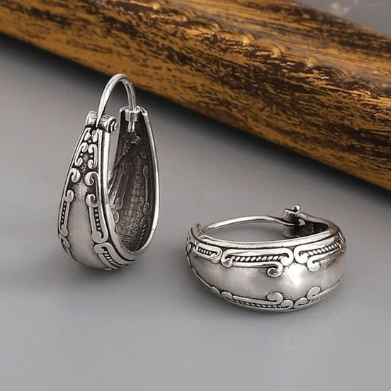 Boucles d'oreilles panier vintage en argent