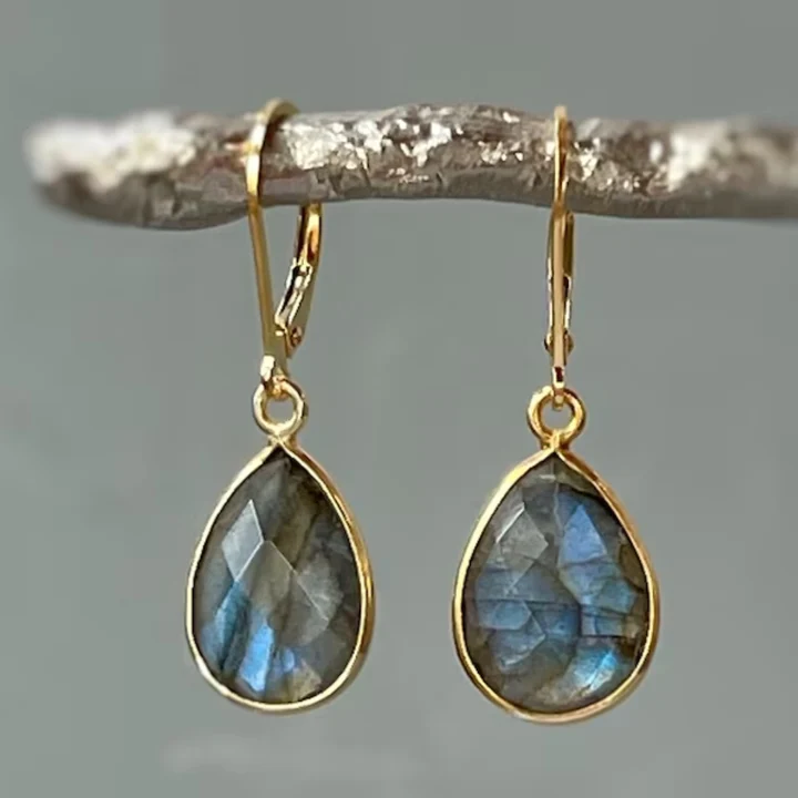 Boucles d'oreilles vintage or et cristal bleu
