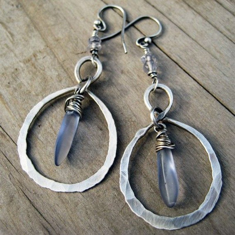 Boucles d'oreilles vintage en cristal bleu océan