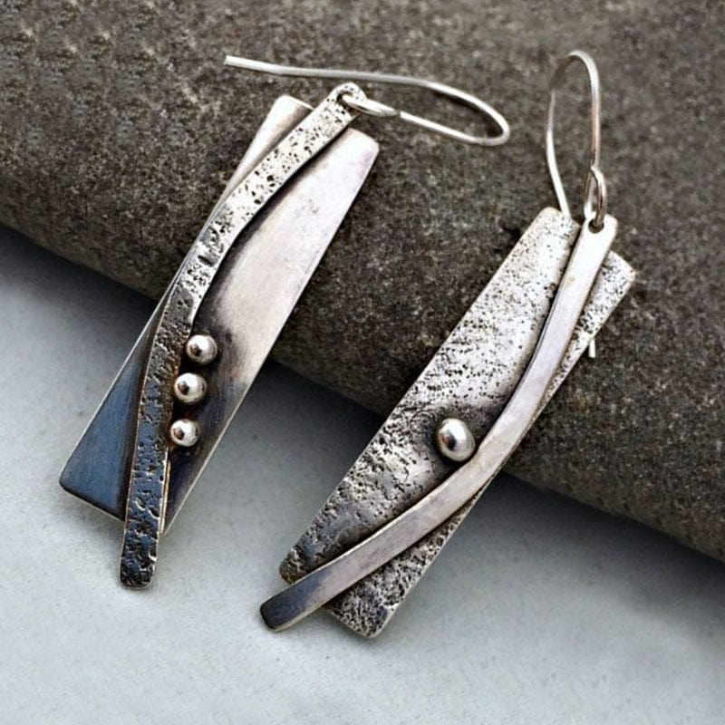 Boucles d'oreilles rectangulaires vintage plaquées argent