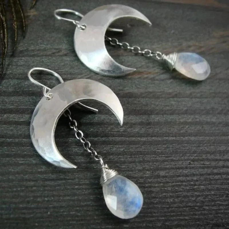Boucles d'oreilles pendantes lunaires vintage